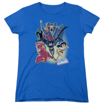Royal women's t-shirt with Justice League Unlimited graphic