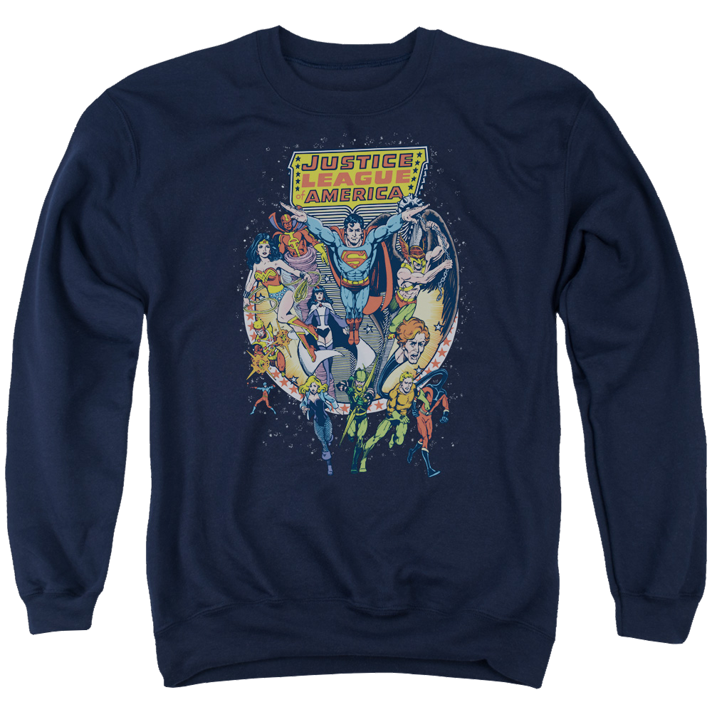 Justice League Star Group Men's Crewneck Sweatshirt Men's Crewneck Sweatshirt Justice League