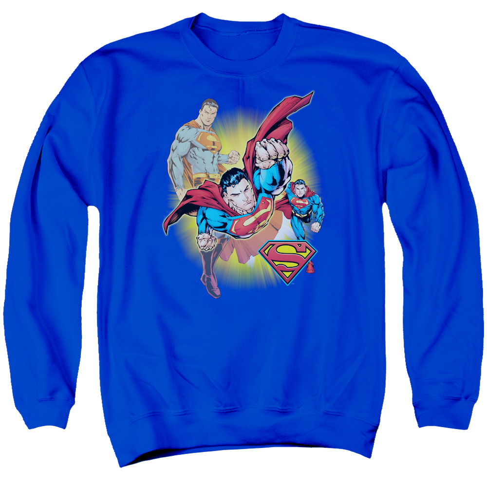 Justice League Superman Collage Men's Crewneck Sweatshirt Men's Crewneck Sweatshirt Superman