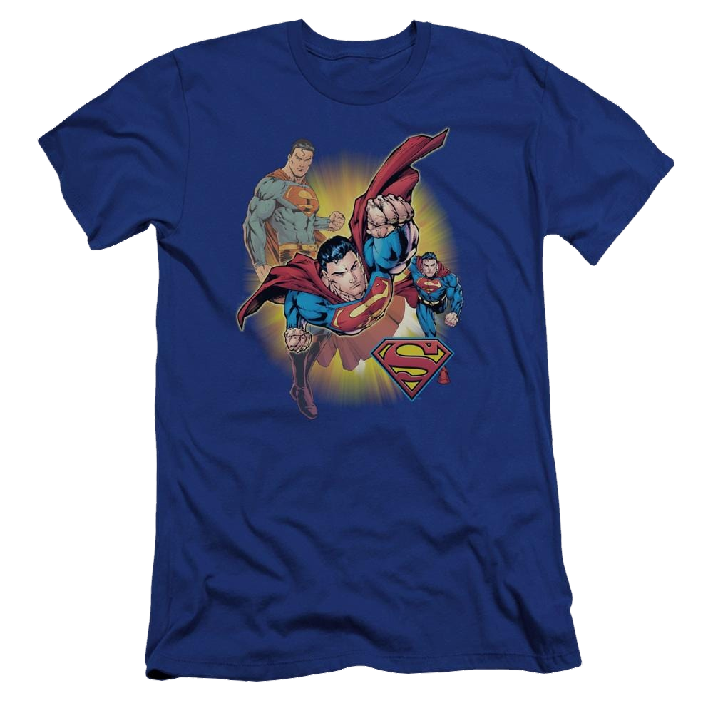 Jla Superman Collage Premium Adult Slim Fit T-Shirt Men's Premium Slim Fit T-Shirt Superman