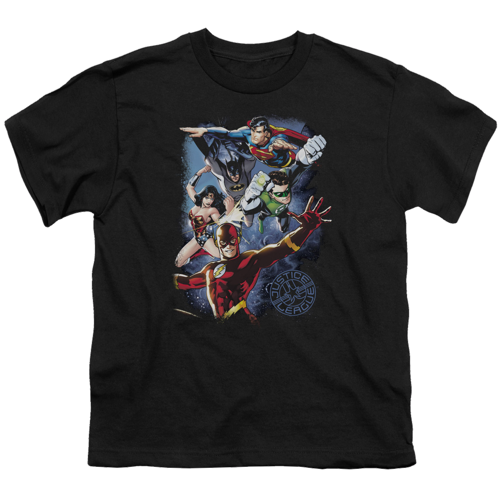 Justice League Galactic Attack Color - Youth T-Shirt Youth T-Shirt (Ages 8-12) Justice League