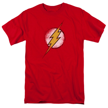 Red men's regular fit t-shirt with The Flash Destroyed Flash Logo graphic