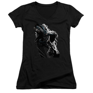 Justice League Lighting Crashes Juniors V-Neck T-Shirt Juniors V-Neck T-Shirt Batman