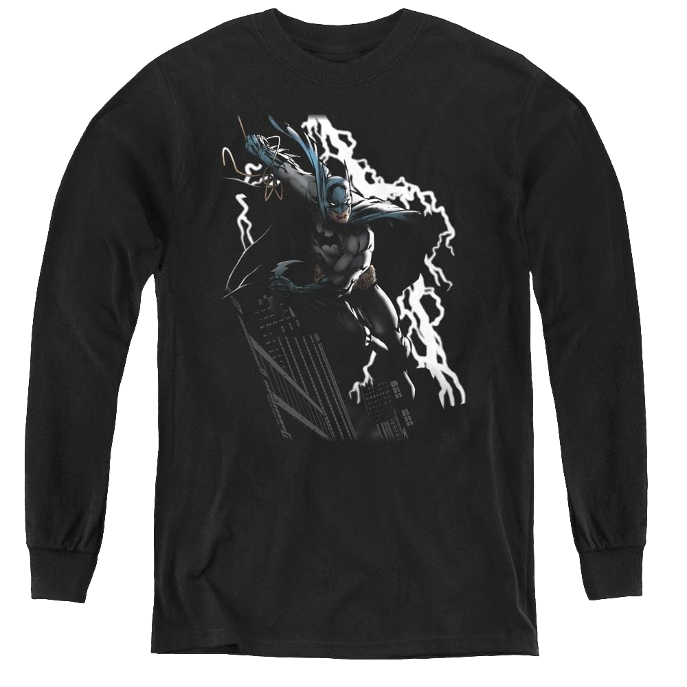 Dc Batman Lighting Crashes - Youth Long Sleeve T-Shirt Youth Long Sleeve T-Shirt Batman