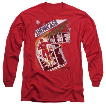 Red men's long sleeve t-shirt with The Flash Showcase #4 Cover graphic