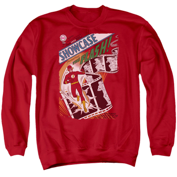 Red men's crewneck sweatshirt with The Flash Showcase #4 Cover graphic