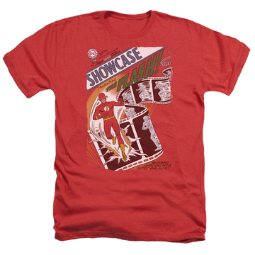 Red men's heather t-shirt with The Flash Showcase #4 Cover graphic