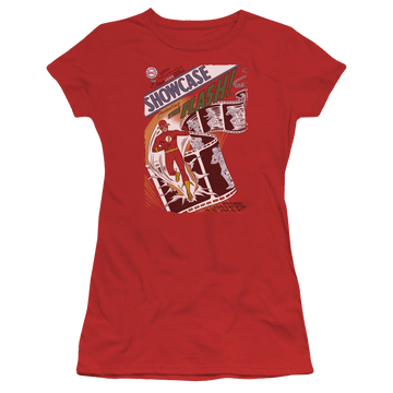 Red juniors t-shirt with The Flash Showcase #4 Cover graphic