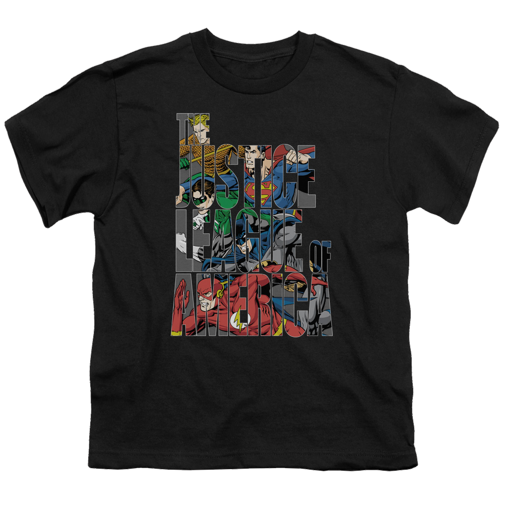 Justice League Lettered League - Youth T-Shirt Youth T-Shirt (Ages 8-12) Justice League