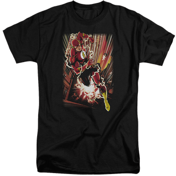Black men's tall fit t-shirt with The Flash Street Speed graphic