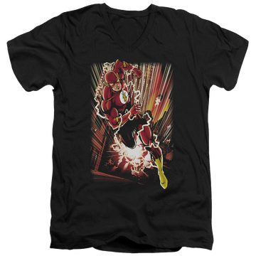 Black men's v-neck t-shirt with The Flash Street Speed graphic
