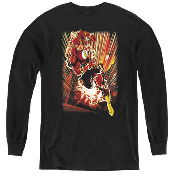 Black youth long sleeve t-shirt with The Flash Street Speed graphic