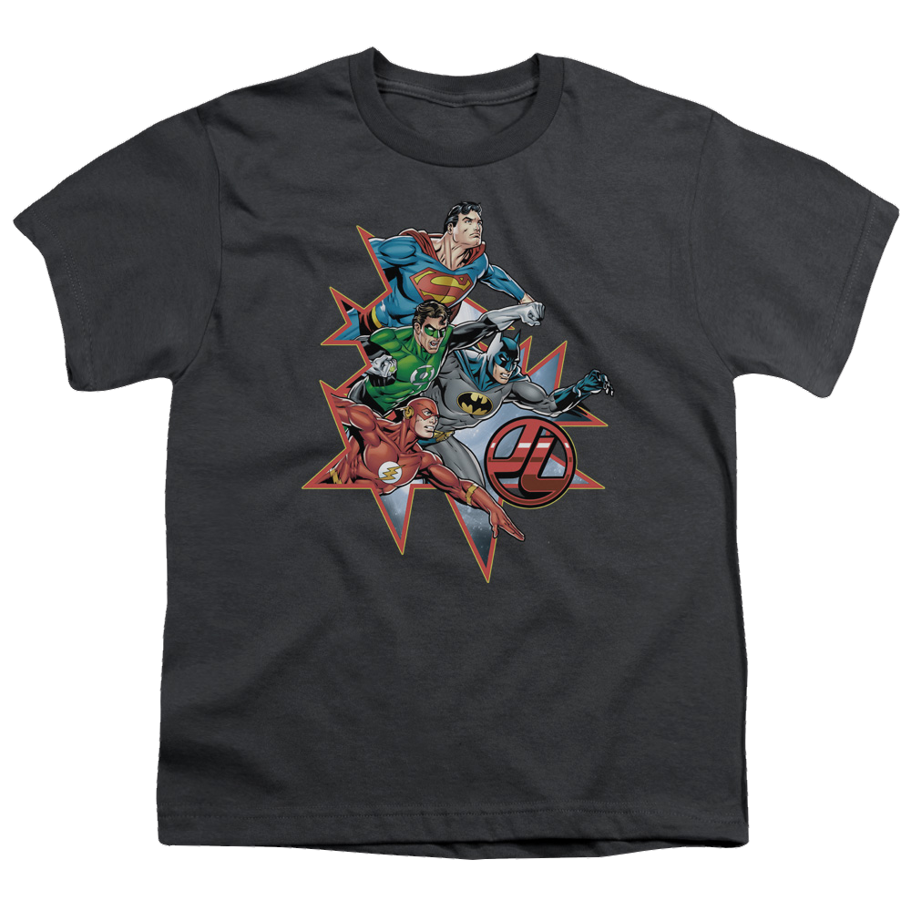 Justice League Starburst - Youth T-Shirt Youth T-Shirt (Ages 8-12) Justice League