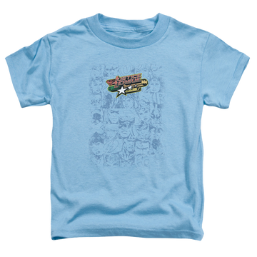 Carolina blue toddler t-shirt with Justice League On Call graphic