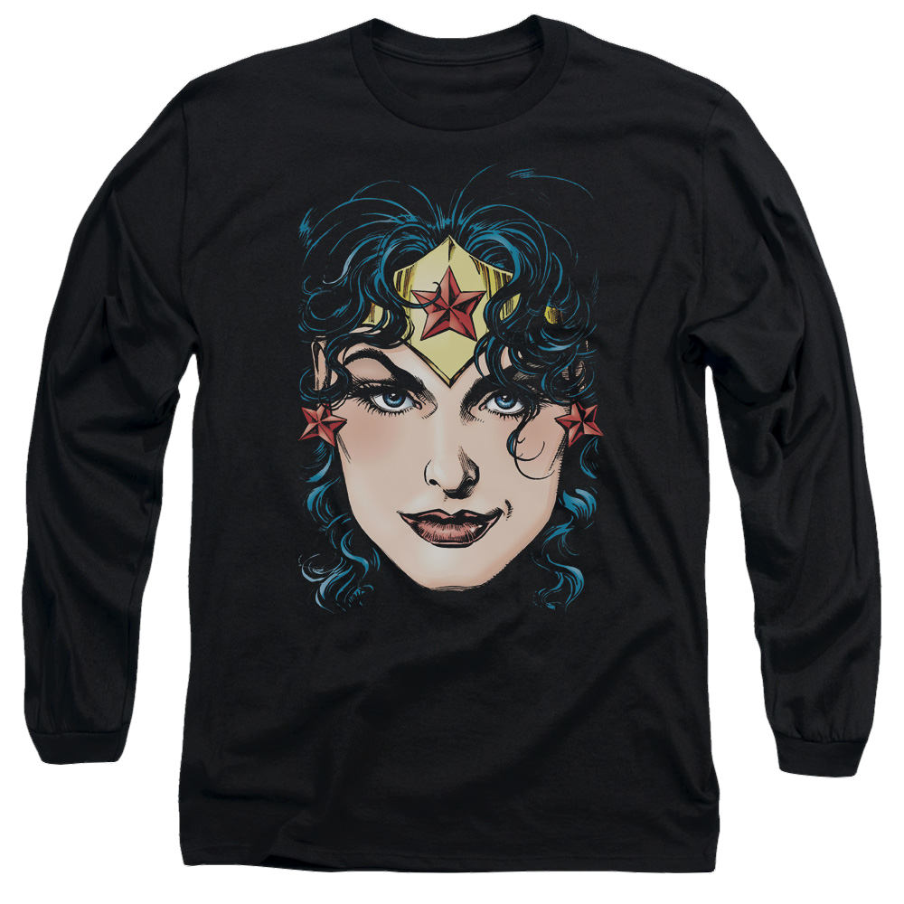Justice League Wonder Woman Head Men's Long Sleeve T-Shirt Men's Long Sleeve T-Shirt Wonder Woman