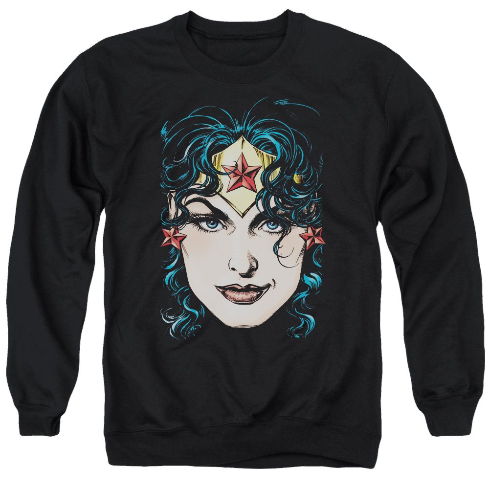Justice League Wonder Woman Head Men's Crewneck Sweatshirt Men's Crewneck Sweatshirt Wonder Woman