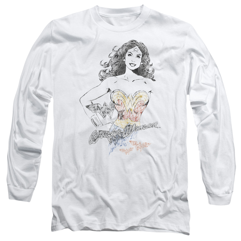 Justice League Wonder Squiggles Men's Long Sleeve T-Shirt Men's Long Sleeve T-Shirt Wonder Woman