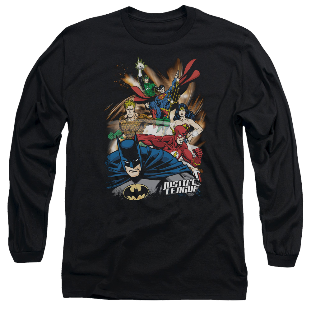 Justice League Starburst Men's Long Sleeve T-Shirt Men's Long Sleeve T-Shirt Justice League