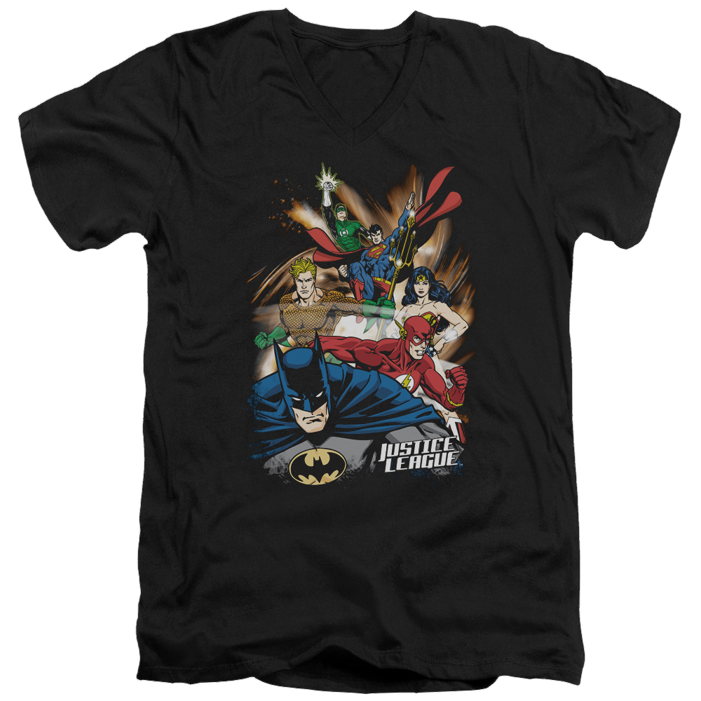 Justice League Starburst Men's V-Neck T-Shirt Men's V-Neck T-Shirt Justice League
