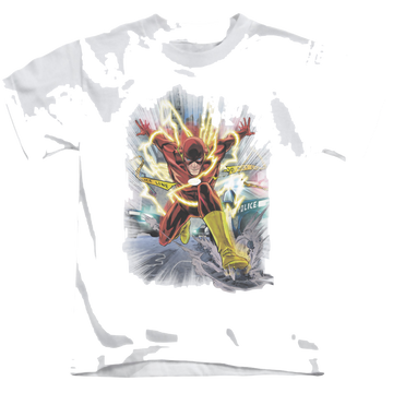 White kid's t-shirt for ages 4 to 7 with The Flash Brightest Day Flash graphic