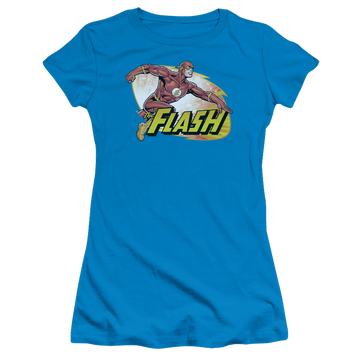 Turquoise juniors t-shirt with Flash Zoom graphic