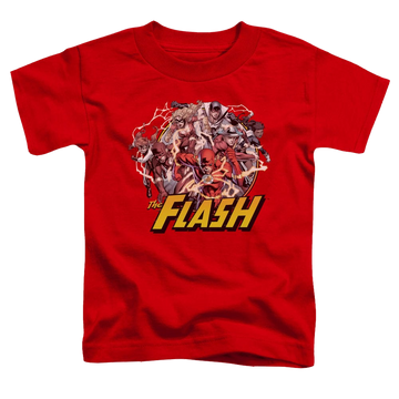 Red toddler t-shirt with Flash Family graphic