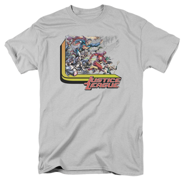 Silver men's regular fit t-shirt with Justice League Ready To Fight graphic