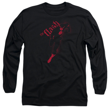 Black men's long sleeve t-shirt with Flash Darkness graphic
