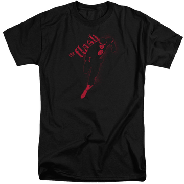 Black men's tall fit t-shirt with Flash Darkness graphic