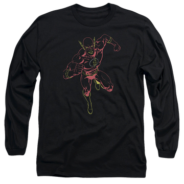 Black men's long sleeve t-shirt with The Flash Neon Flash graphic