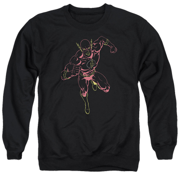 Black men's crewneck sweatshirt with The Flash Neon Flash graphic