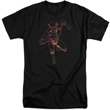 Black men's tall fit t-shirt with The Flash Neon Flash graphic
