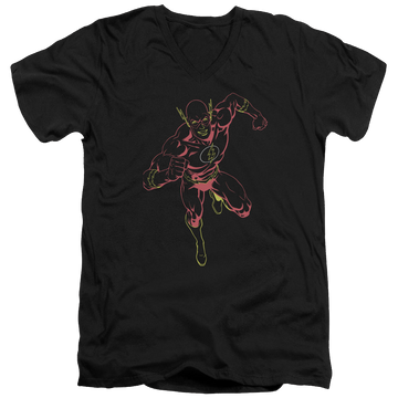 Black men's v-neck t-shirt with The Flash Neon Flash graphic