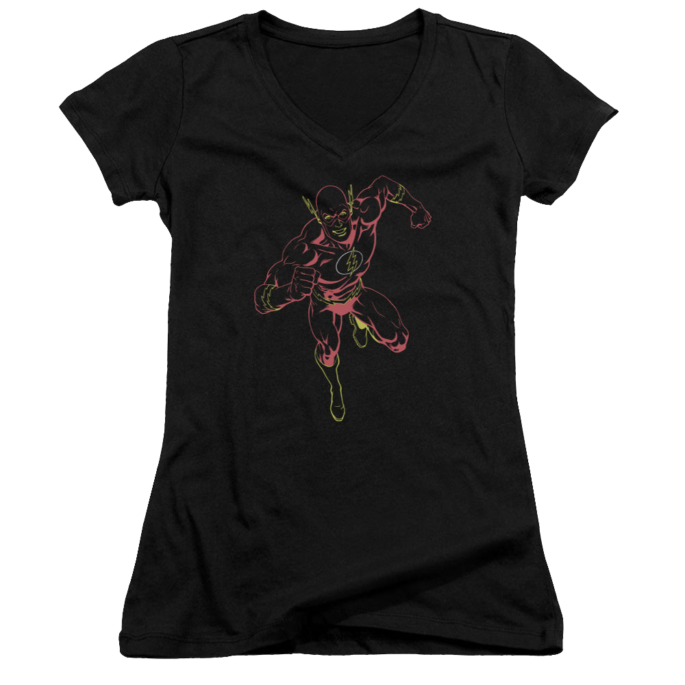 Flash, The Neon Flash - Juniors V-Neck T-Shirt Juniors V-Neck T-Shirt The Flash