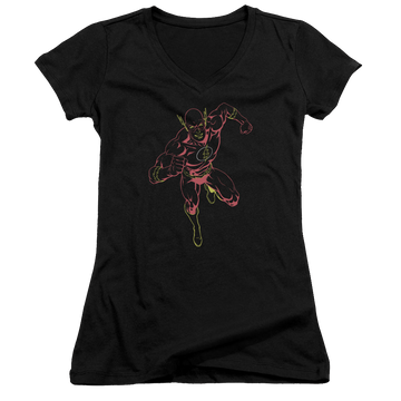 Flash, The Neon Flash - Juniors V-Neck T-Shirt Juniors V-Neck T-Shirt The Flash