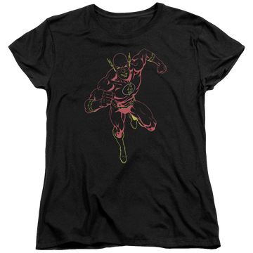Black women's t-shirt with The Flash Neon Flash graphic