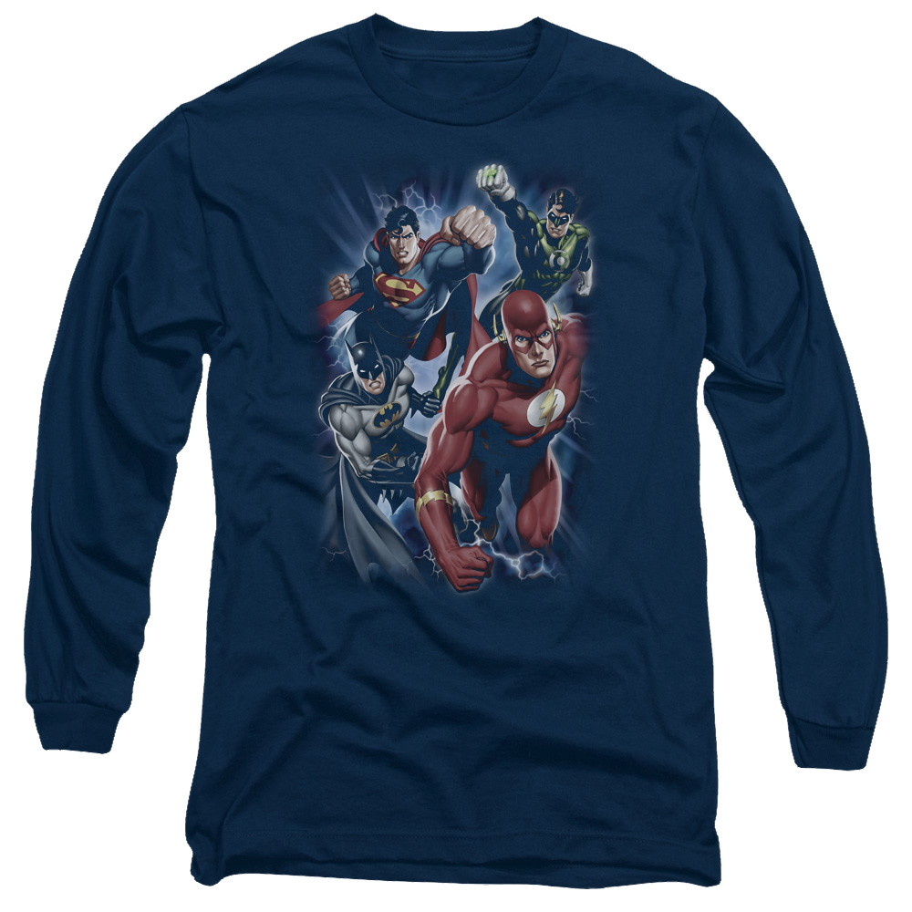 Justice League Storm Chasers Men's Long Sleeve T-Shirt Men's Long Sleeve T-Shirt Justice League