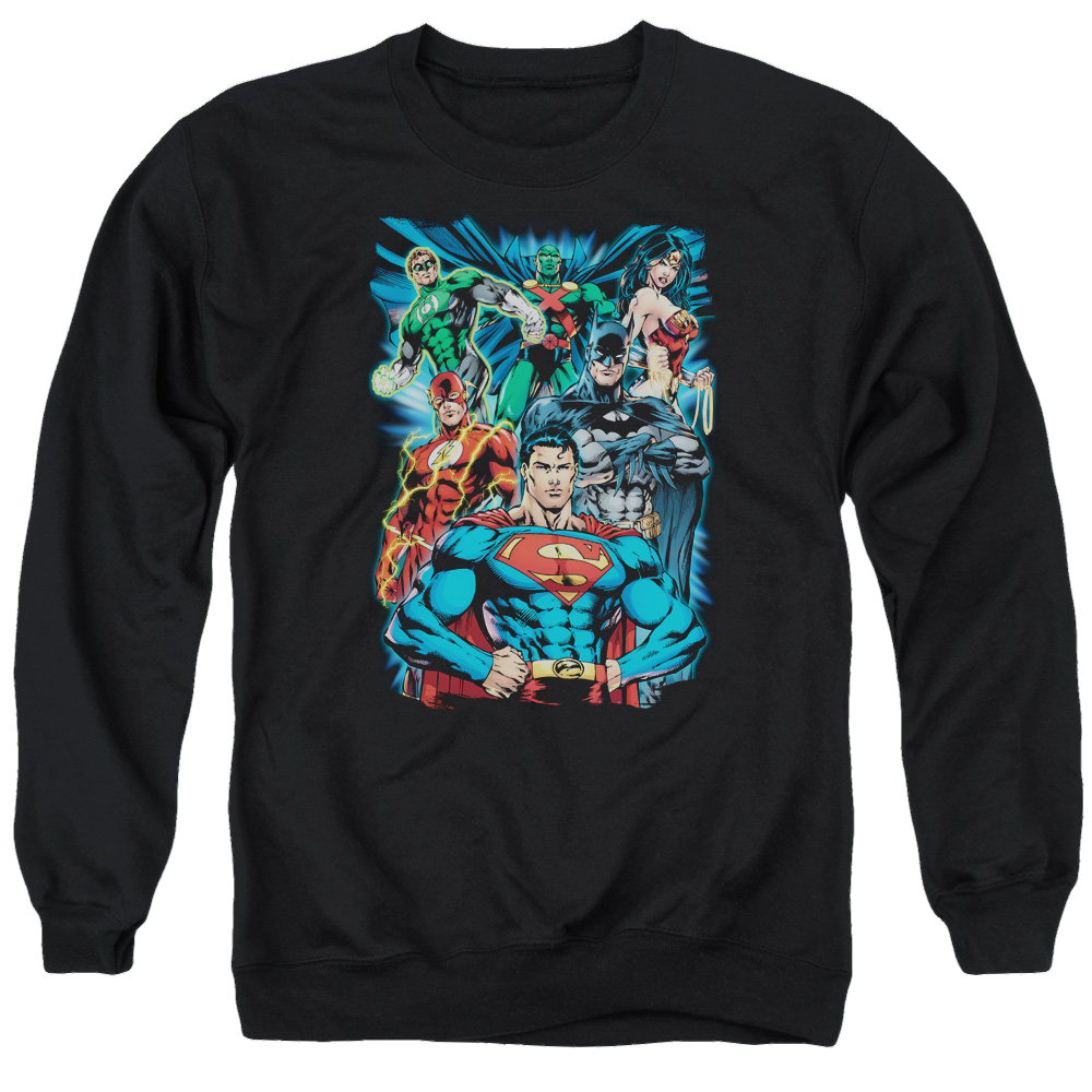Justice League Justice Is Served Men's Crewneck Sweatshirt Men's Crewneck Sweatshirt Justice League