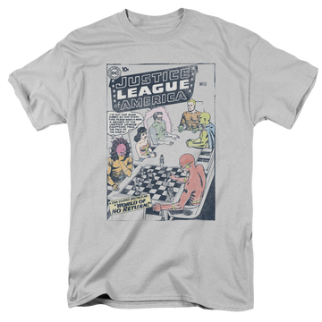 Silver men's regular fit t-shirt with Justice League World Of No Return graphic