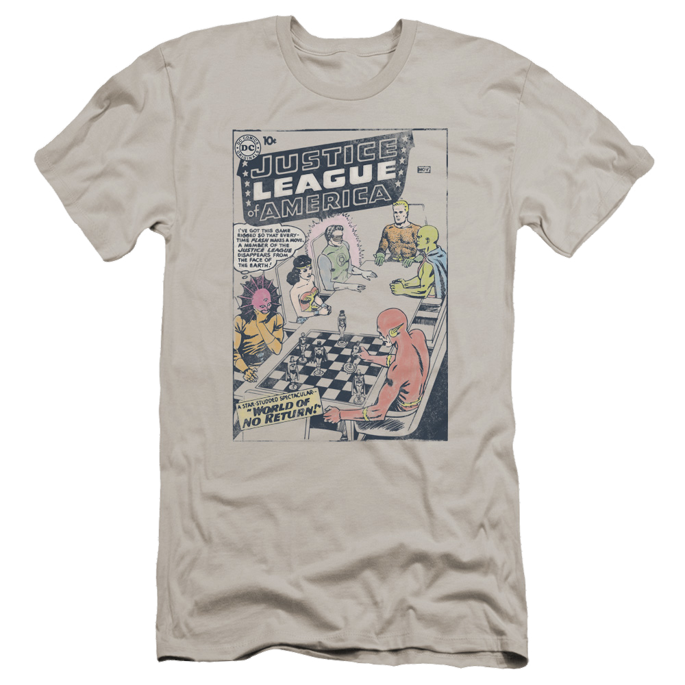 Justice League World Of No Return Men's Premium Slim Fit T-Shirt Men's Premium Slim Fit T-Shirt Justice League