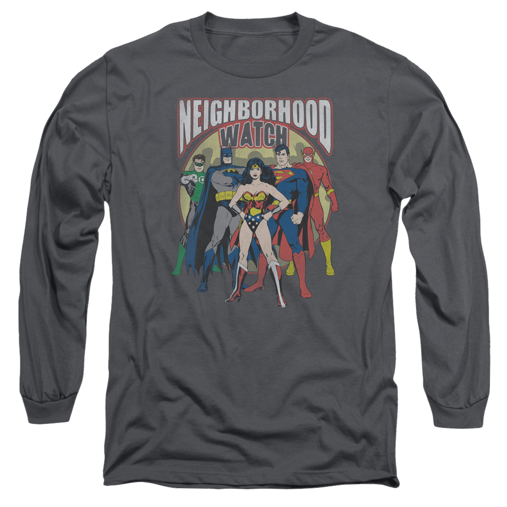Justice League Neighborhood Watch Men's Long Sleeve T-Shirt Men's Long Sleeve T-Shirt Justice League