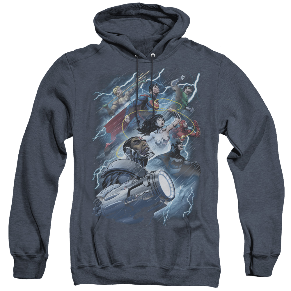 Justice League Ride The Lightening - Heather Pullover Hoodie Heather Pullover Hoodie Justice League