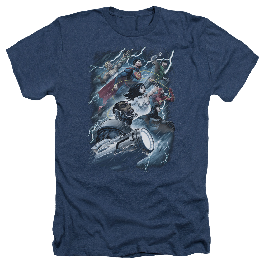 Justice League Ride The Lightening Men's Heather T-Shirt Men's Heather T-Shirt Justice League