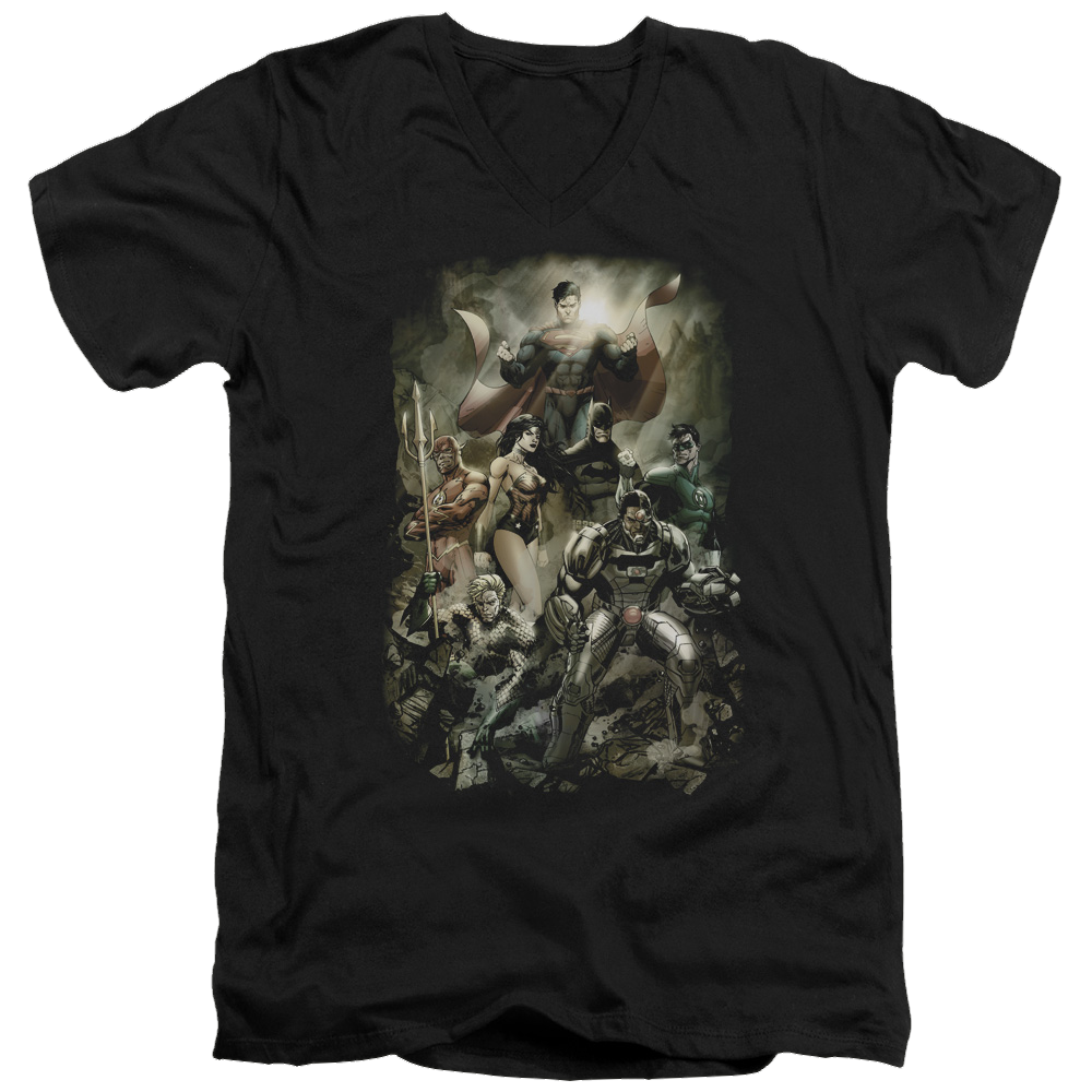 Justice League Aftermath Men's V-Neck T-Shirt Men's V-Neck T-Shirt Justice League
