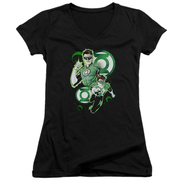 Green Lantern Gl In Action - Juniors V-Neck T-Shirt Juniors V-Neck T-Shirt Green Lantern