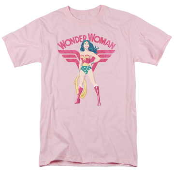 Pink men's regular fit t-shirt with Wonder Woman Justice League Ww Sparkle graphic