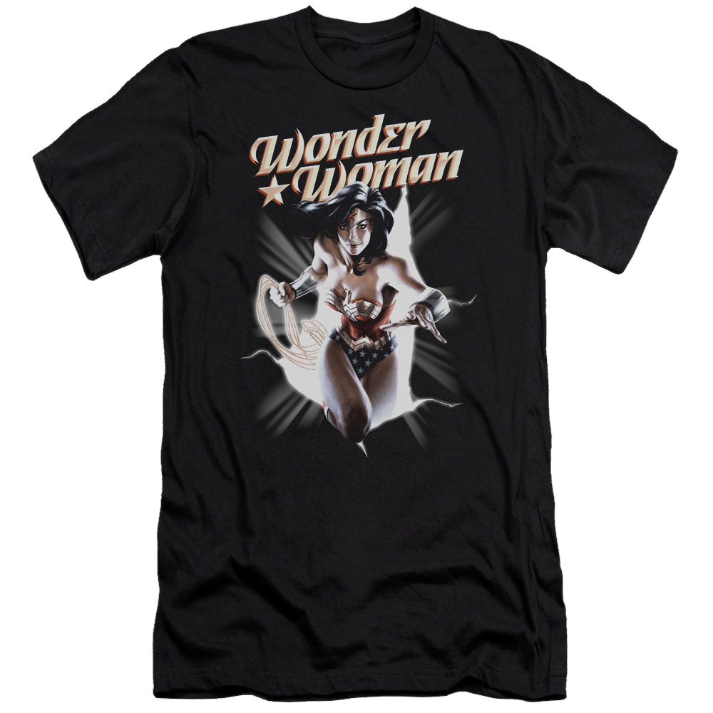 Justice League Ww Break Out Men's Premium Slim Fit T-Shirt Men's Premium Slim Fit T-Shirt Wonder Woman