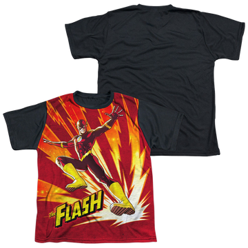 The Flash Lightning Fast youth black back t-shirt for ages 8 to 12