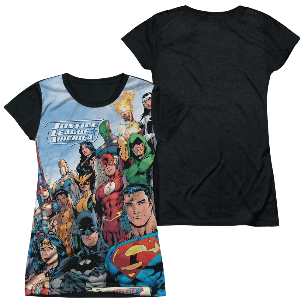 Justice League Justice League Of America Juniors Black Back T-Shirt Juniors Black Back T-Shirt Justice League