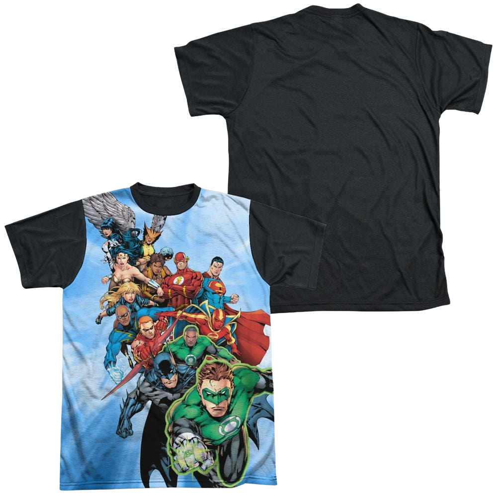 Justice League Heroes Unite Men's Black Back T-Shirt Men's Black Back T-Shirt Justice League